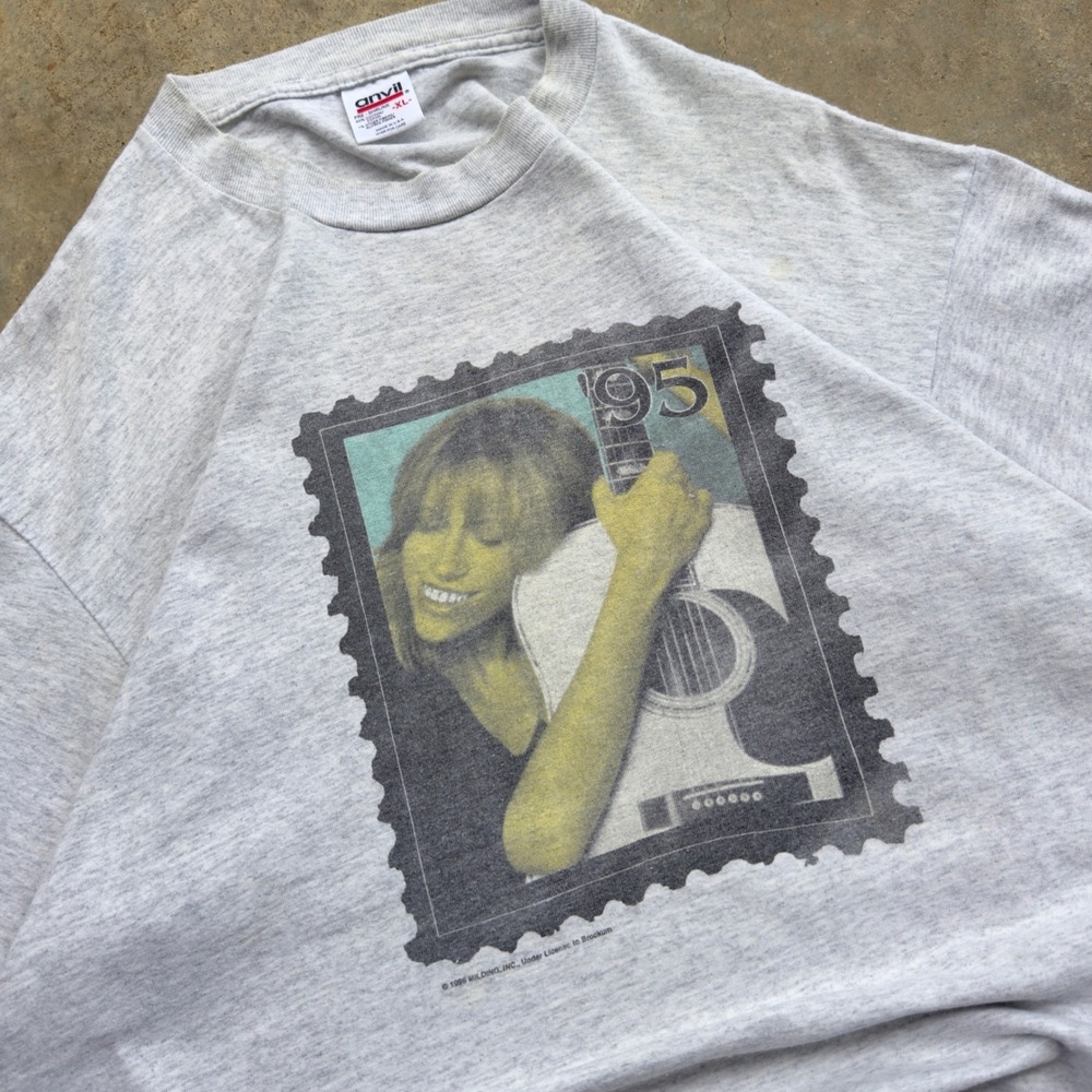 Vintage 90s Carly Simon Letters Never Sent Tour Shirt Band Tee Grey XL d1a